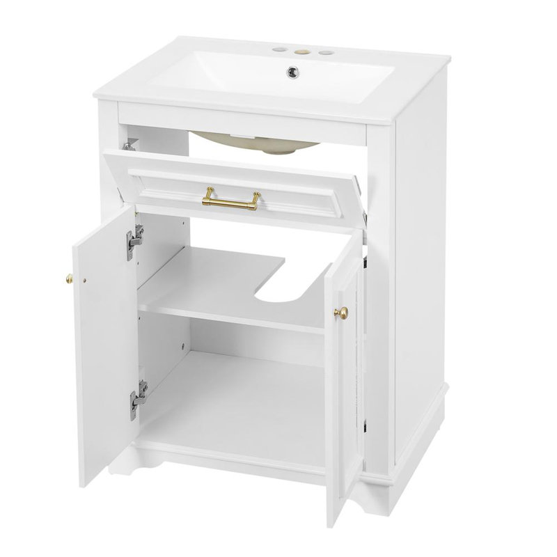 Meuble-lavabo 24 po avec lavabo en céramique, Blanc