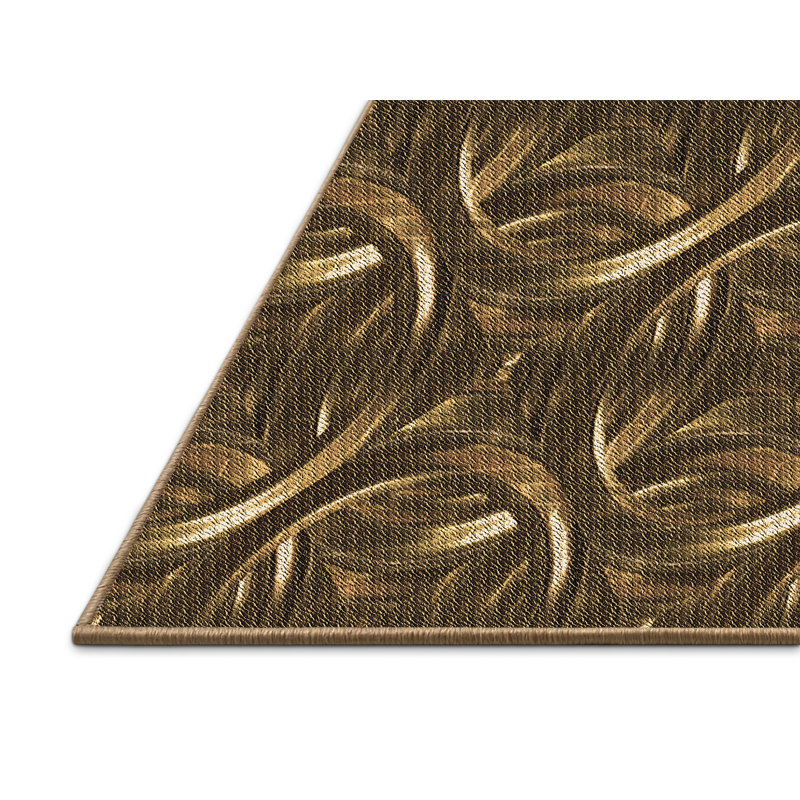 Tapis géométrique en laine brun, Rectangle de 3 pi x 5 pi
