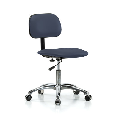 PERCH Chrome Lab Chair with Adjustable Backrest | Desk Height 17-22"