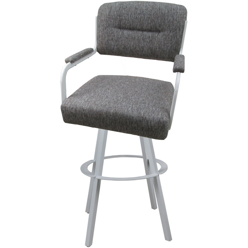 Tabouret pivotant rembourré Cessna, Blanc, Gris, Counter Stool (26" Seat Height)