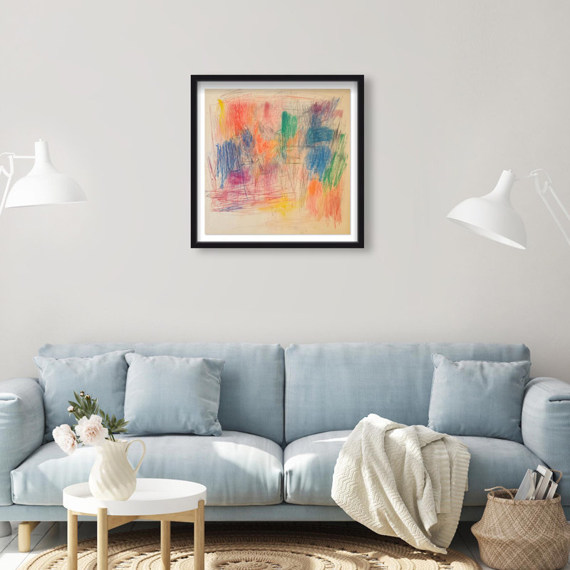 Oliver Gal Colorful Etchings Abstract - Luxury Shadowbox Framed Wall Art, 25.5" H x 25.5" W, Black
