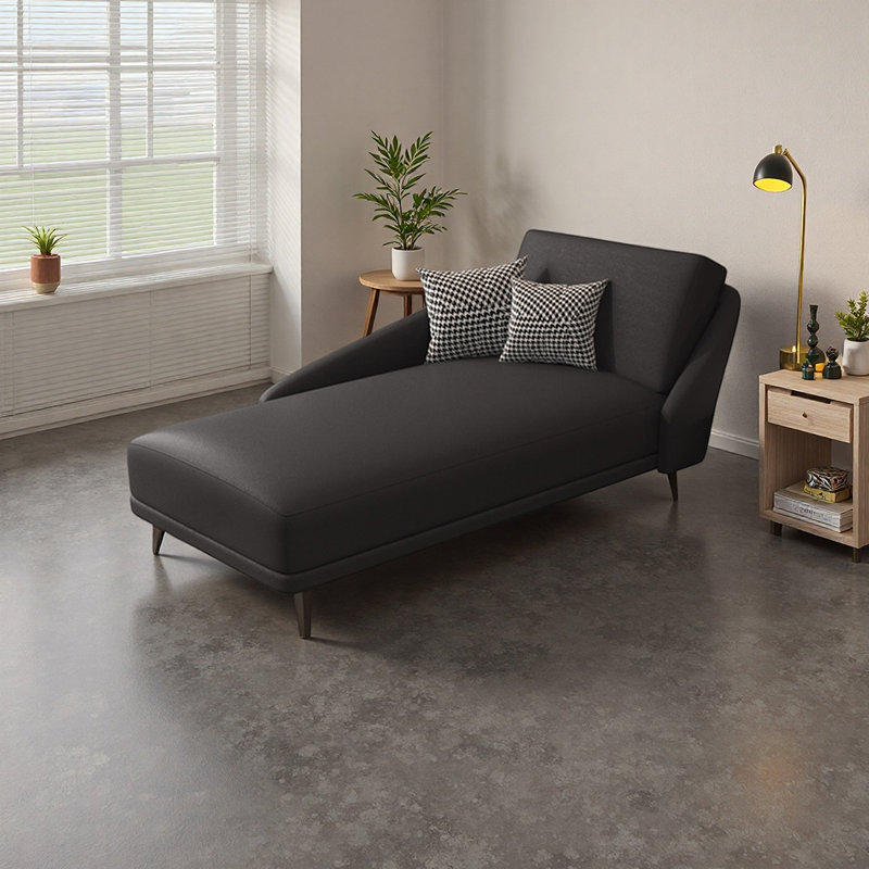 Luxury Accent Chair with Solid Wood Frame, Right Hand Facing, Black