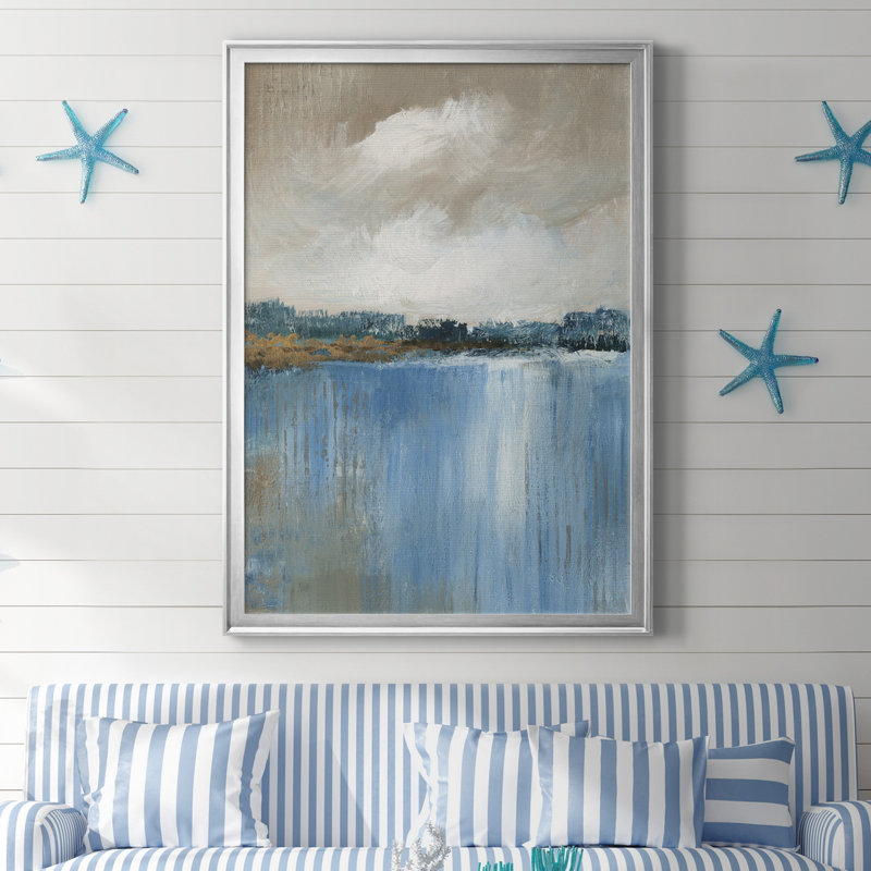 Vent et eau - Peinture encadrée, H 22,5 po x l 30,5 po x P 1,5 po, Toile avec cadre argenté, Pas de tapis