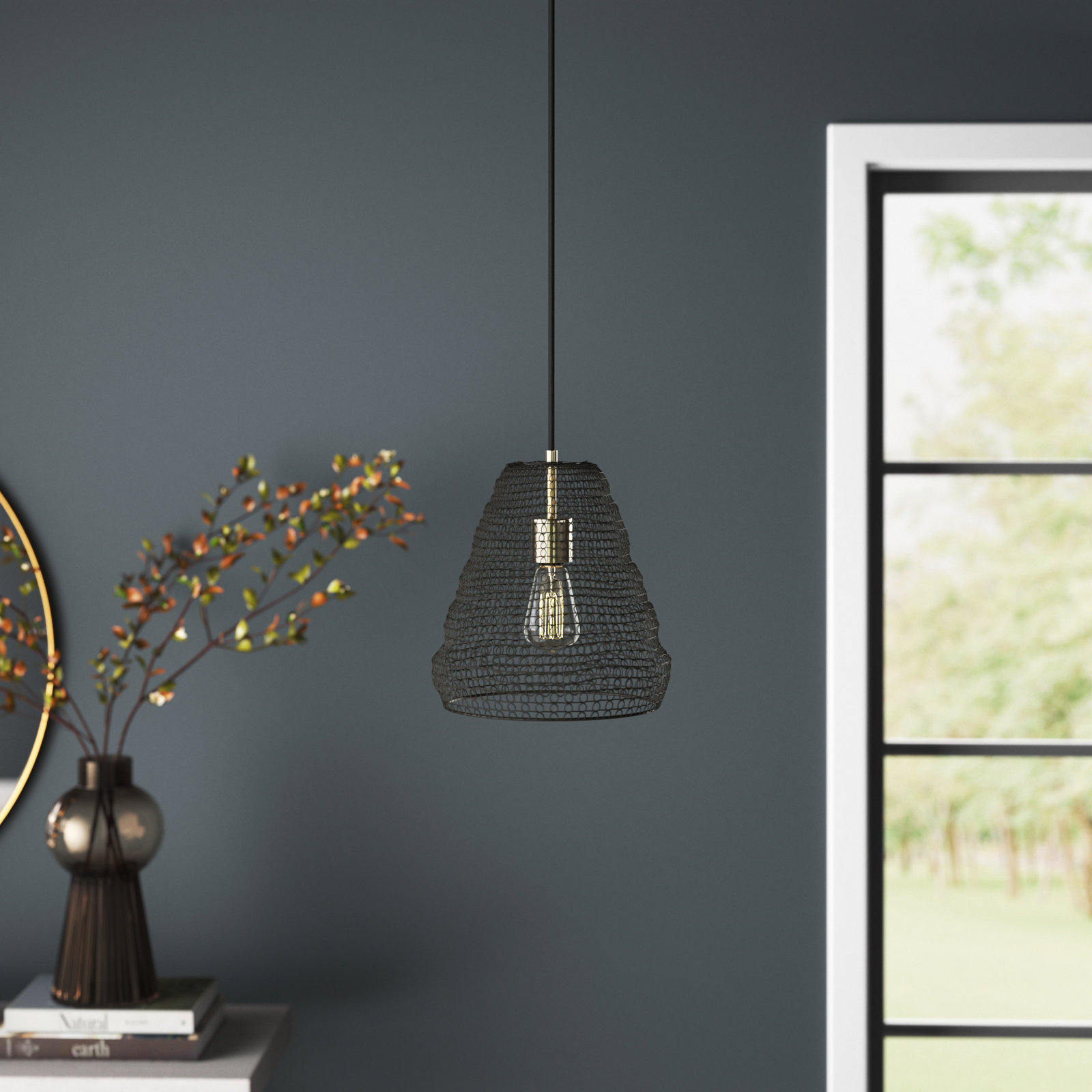 Rene Single Light Metal Pendant