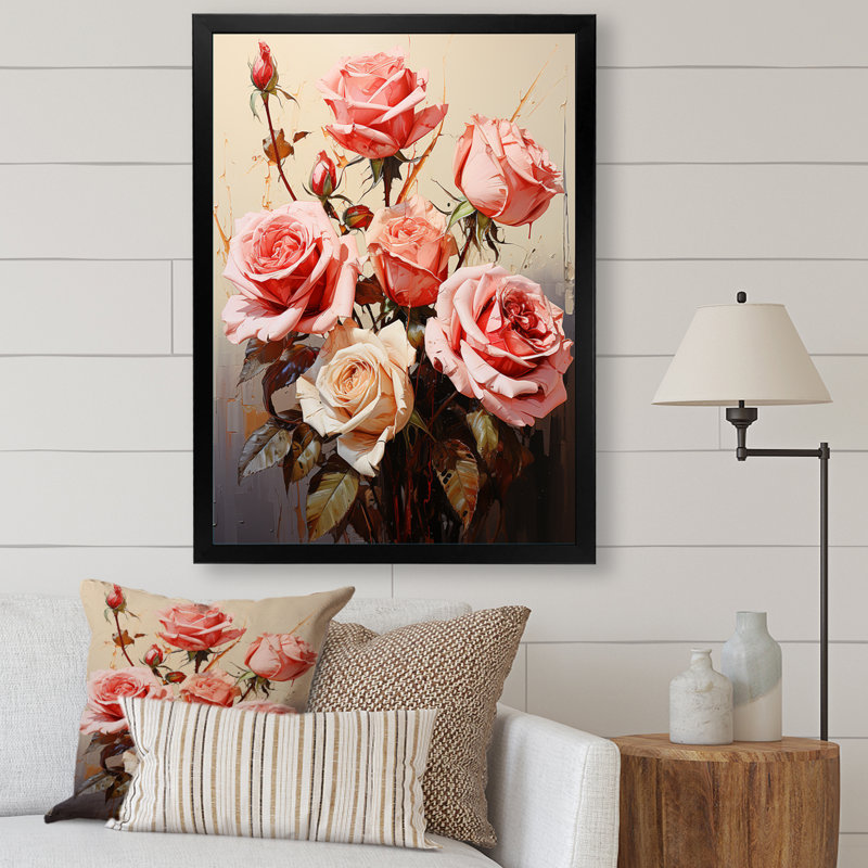 Bouquet de roses ravissantes Brantcairn, Cadre photo noir, H 32 po x l 16 po x P 1 po