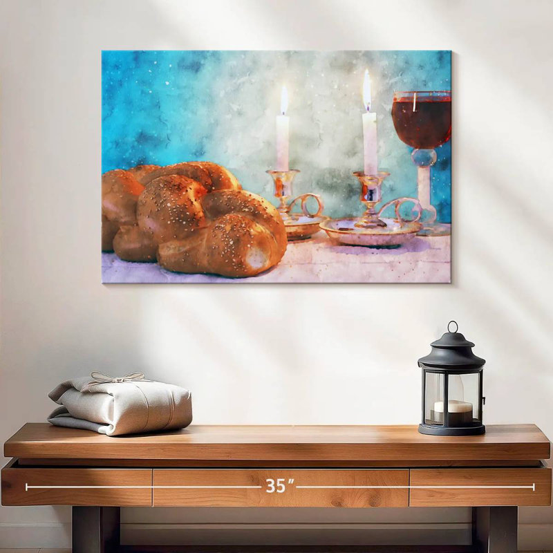 Challah et vin, H 16 po x l 24 po