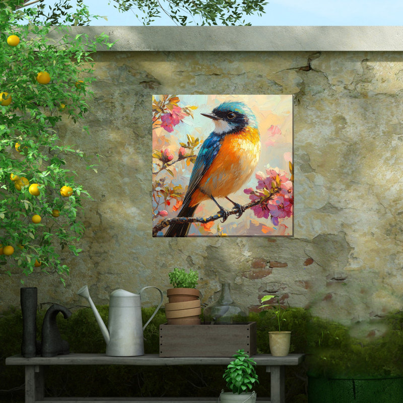 Art sur toile, oiseau et fleur