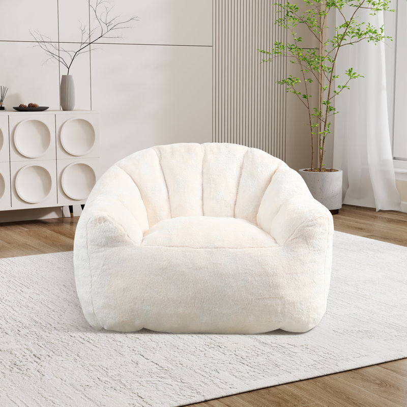 Bean Bag Chair,Tufted Lazy Sofa Comfy Chairs, Fausse fourrure blanche