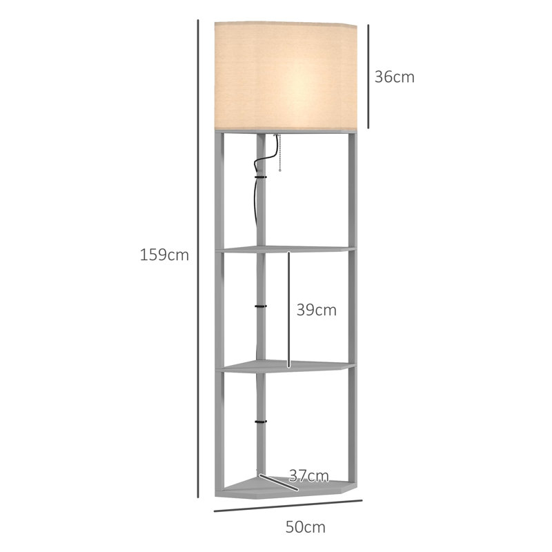 Braylah 159cm Tray Table Floor Lamp, Grey