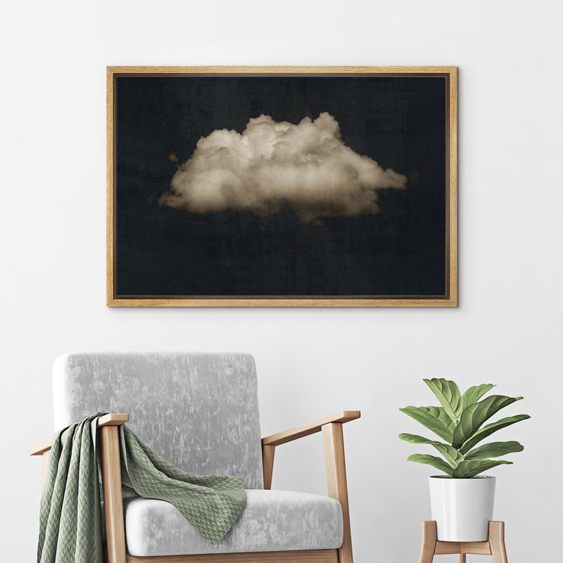 Nuage «Moody Black Modern Minimalist Neutral Artwork» - très grande impression sur toile encadrée, H 16 po x l 24 po, Naturel