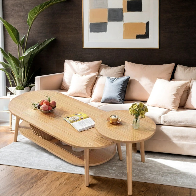 Coffee Table - Sleek Minimalist Design With Ample Storage For Living Room & Bedroom, Natural