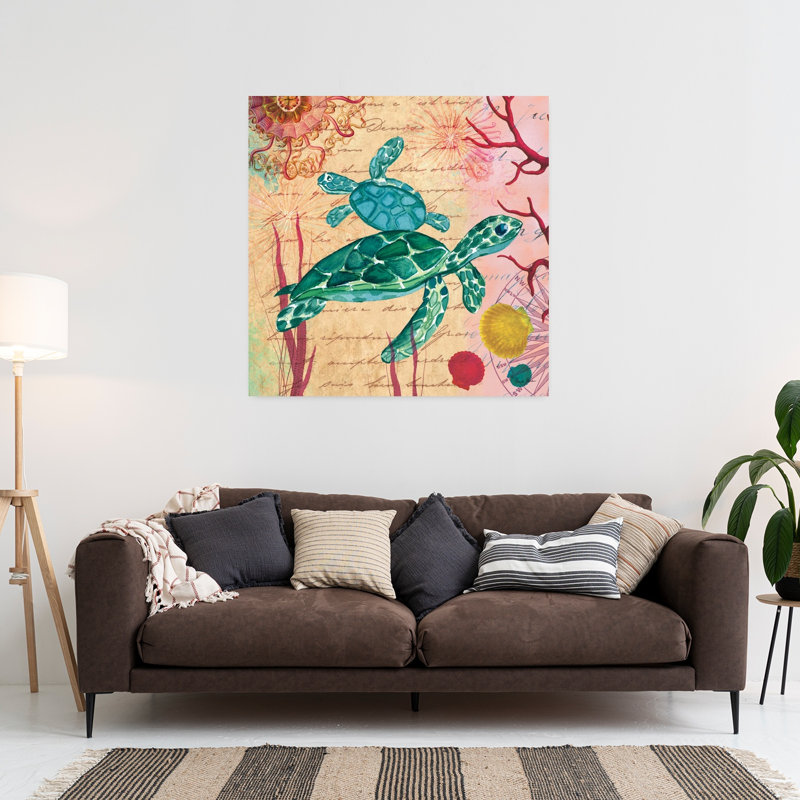 Art côtier tropical iv sous-marin avec animaux, H 36 po x l 36 po