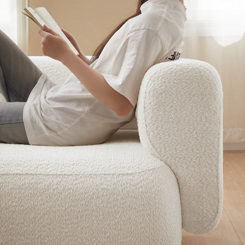 Chaise longue rembourrée Christinia, Blanc, Orienté à gauche (vu de face)