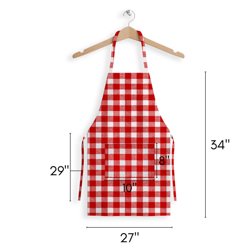 Plaid Bib Apron, Red/White