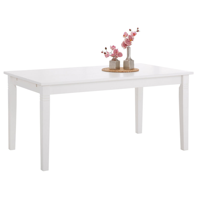 Grovetown Pine Solid Wood Dining Table, White, 75cm H x 140cm W x 90cm D