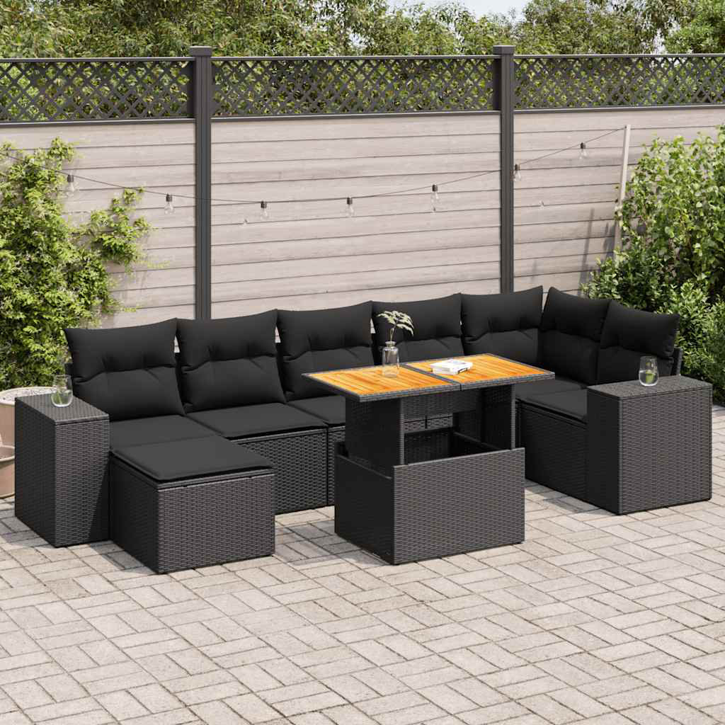 Vidaxl 8-Tlg. Garten-Sofagarnitur Mit Kissen Beige Poly Rattan