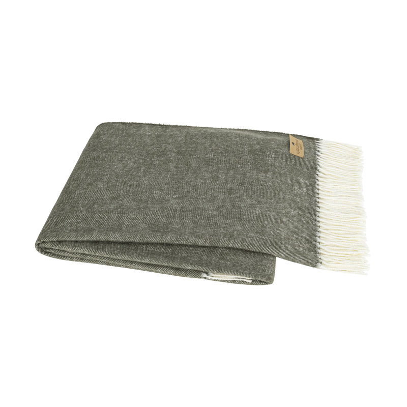 Italian Herringbone Throw Blanket, Moss