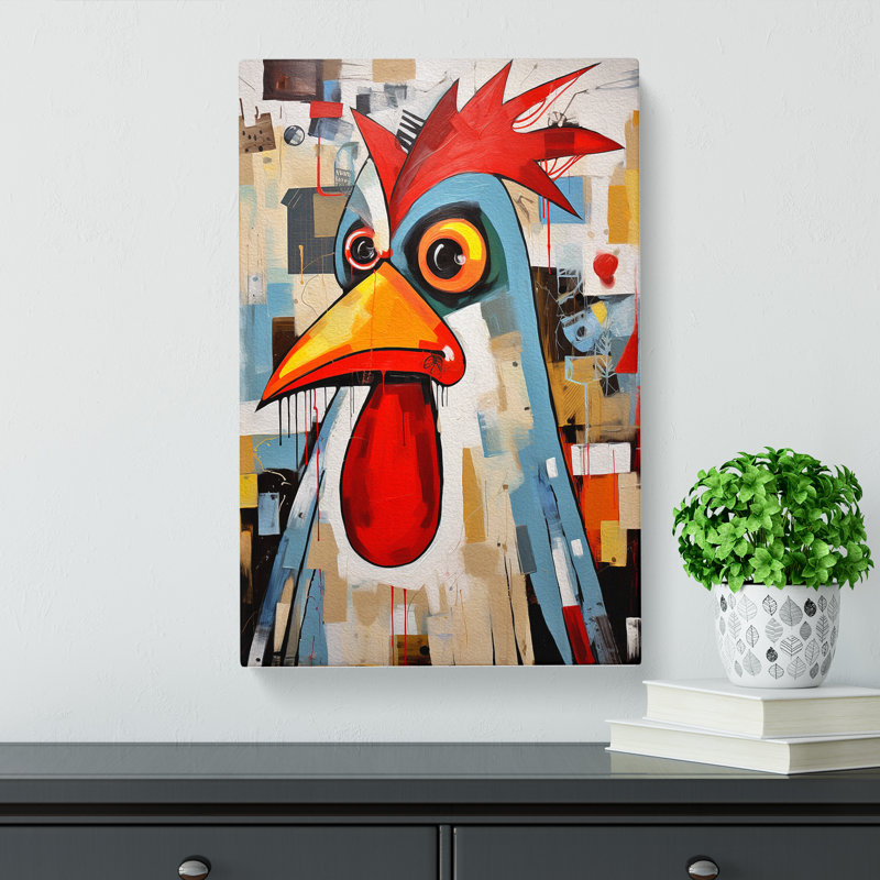 Chicken Cubism - Art Prints - Wrapped Canvas, 50cm H x 35cm W x 3cm D