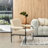 Mid-Century Modern Leatherette And Fabric Combination Armchair With Black Metal Frame And Padded Arms
