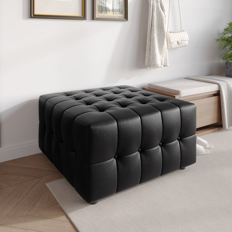 Ottoman In Black Pu, Black
