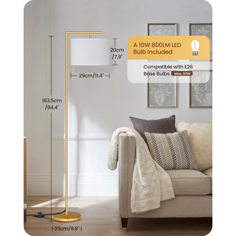 Dimmable LED Floor Lamp With Remote & Adjustable Shade - Modern Arc Light For Living Room, Bedroom, Office