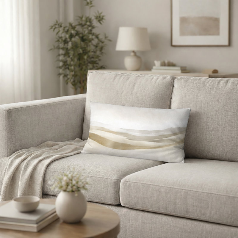 Coussin Neutral Abstract Field, H 12 po x l 20 po