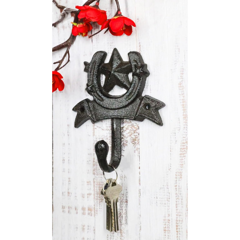 Ensemble de 2 crochets muraux en fer forgé Western Cowboy Lone Star