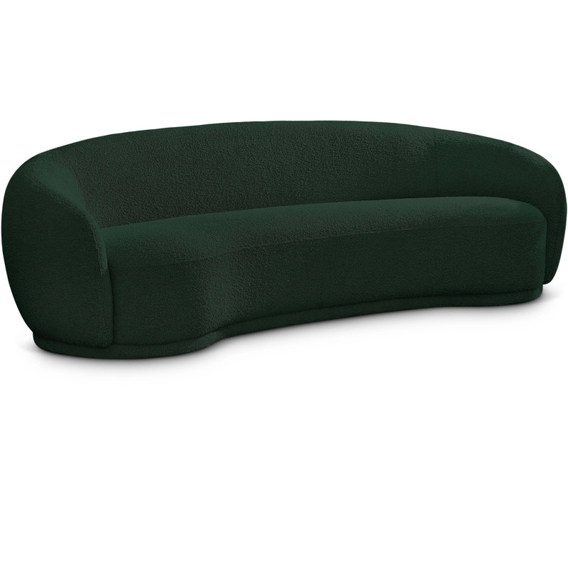 Foyzul Rolled Arm Chesterfield Sofa, Green Boucle Fabric, 28"H x 89.5"W x 38"D