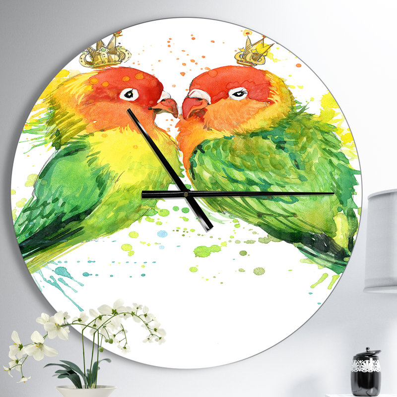 Family Parrots - Horloge murale moderne, Moyen