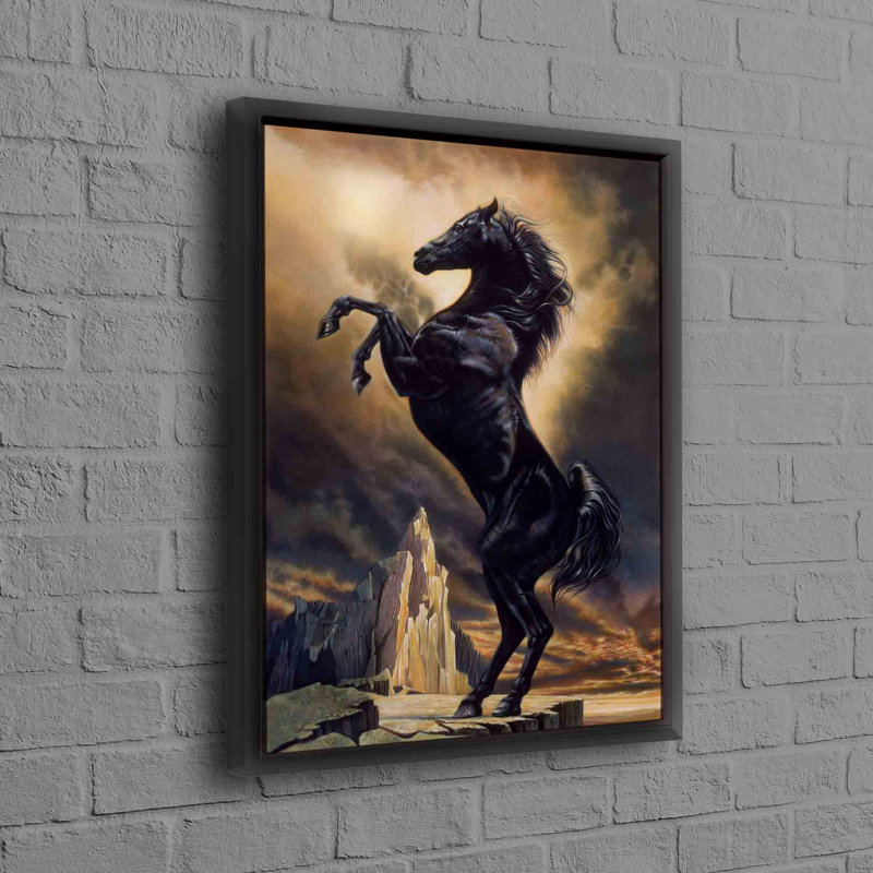 Conception artistique étalon noir sur toile de coton pour ceux qui recherchent un art mural unique sur le thème des chevaux qui complétera tout style de décoration intérieure sophistiqué