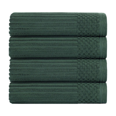 8-Piece Checkered Border Cotton Towel Set