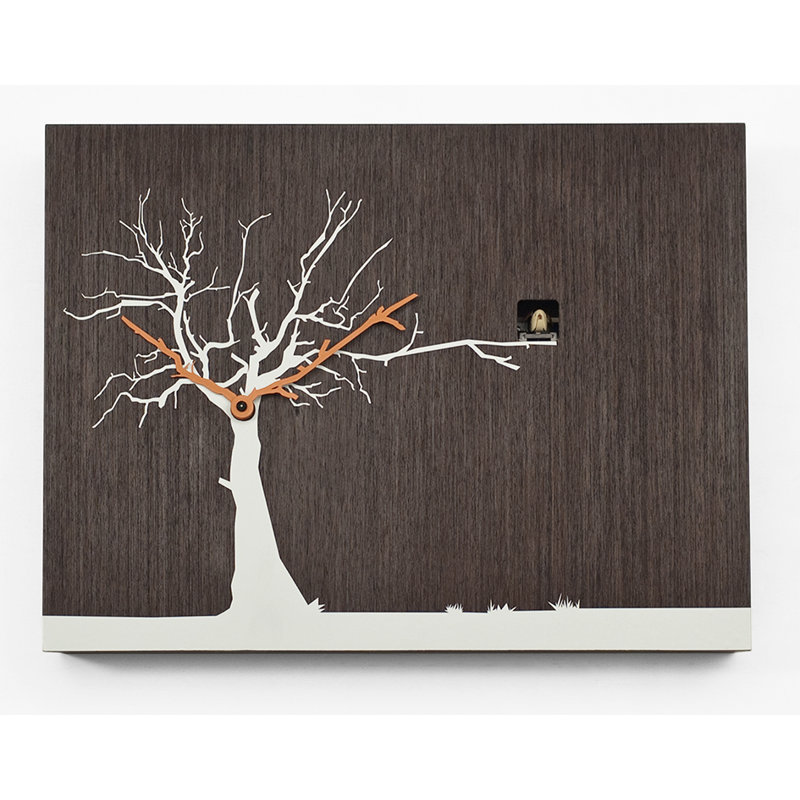 Myrtle Wood Wall Clock, Dark Wood/White