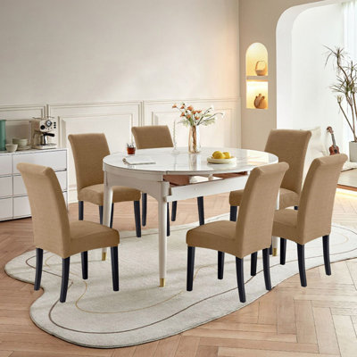 Housses de chaise, housses de chaise de salle à manger, protection de siège extensible, ensemble de 6