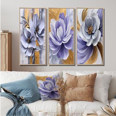 Lavande, balance des pivoines Blossom I - Collection de décorations murales abstraites sur toile tendue