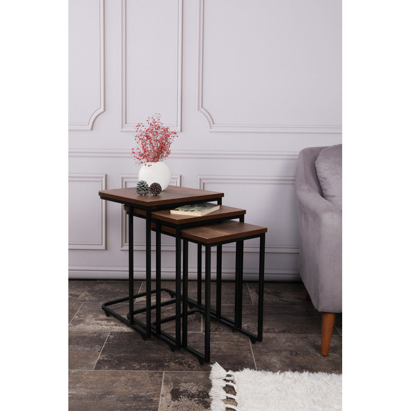 Table gigogne (3 pièces), Noir, Beige