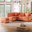 Canapé-lit convertible orange avec prises de courant et rangement - Confort moderne 81,74 po en forme de L, coussins, choix de meubles