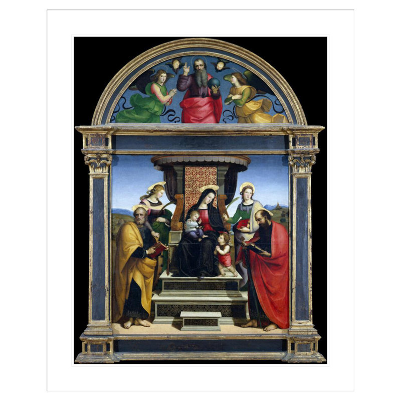 «Madonna and Child Intrroned with Saints» par Raphael, impression giclée sur cadre, H 41,11 po x l 33,5 po