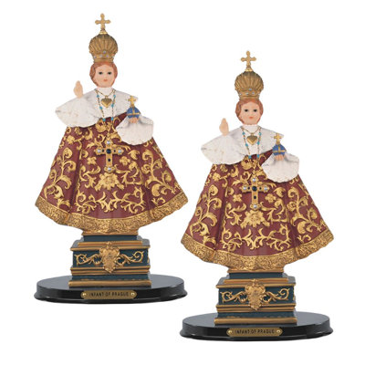 "2-PC Set" ICE ARMOR 12"H Infant Jesus of Prague Statue Child Jesus of Prague Holy Figurine  Figurine Statue Ornament Home/Room Decor and Perfect Gift Ideas for House Warming, Holidays and Birthdays Great Collectible Addition