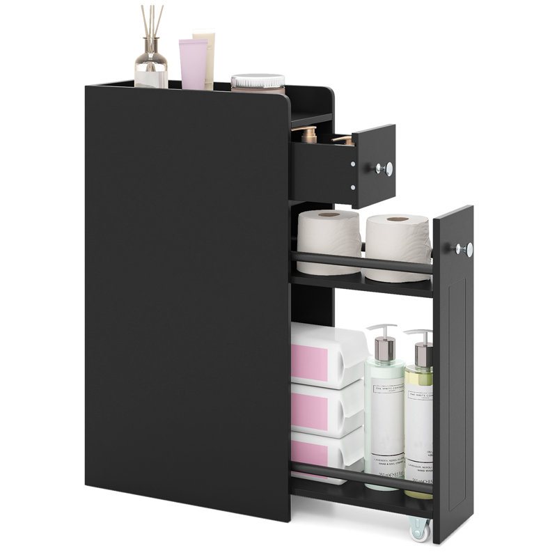Freestanding Linen Cabinet, Black