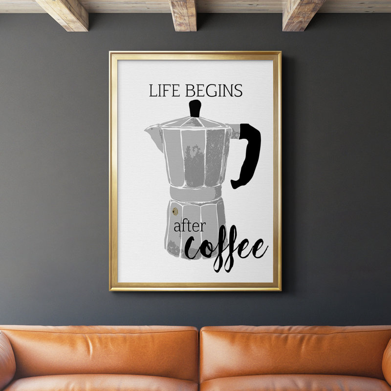 " Begins After Coffee " Painting Print, 24.5" H x 18.5" W x 1" D, Gold Framed