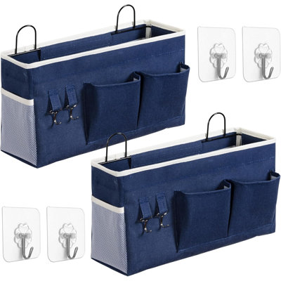 2Pcs Grand sac de rangement mural, Organisateur de poches en lin pour placard de porte, Imperméable et multifonctionnel pour le salon, la chambre, la salle de bain, la cuisine, le bureau, le camping-car et les crochets