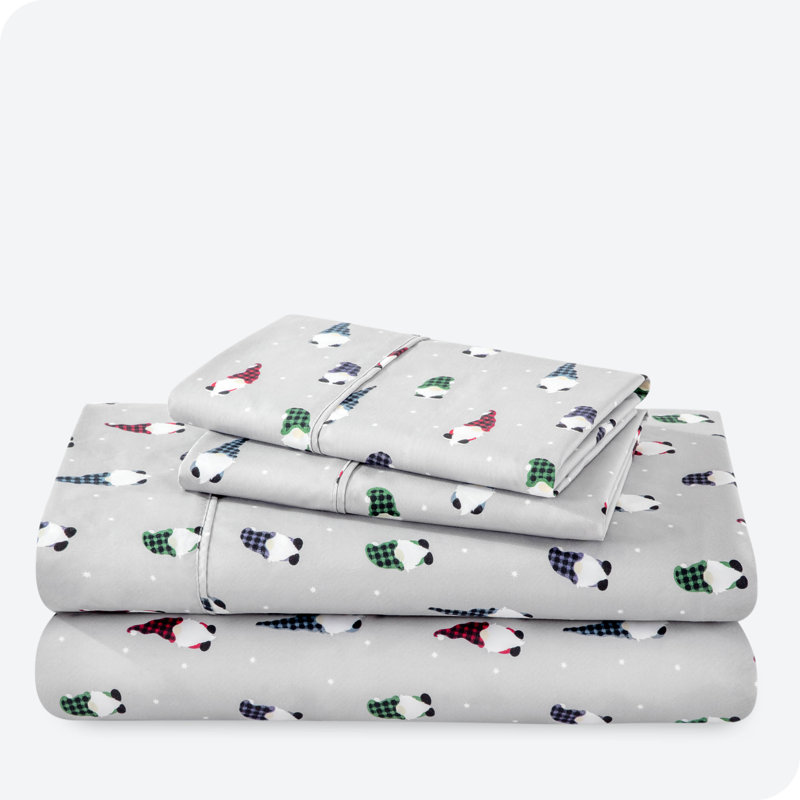 Ensemble de draps en micro-fibre, Ensemble de draps pour grand lit + un drap-housse , Motif à carreaux Buffalo - blanc / noir