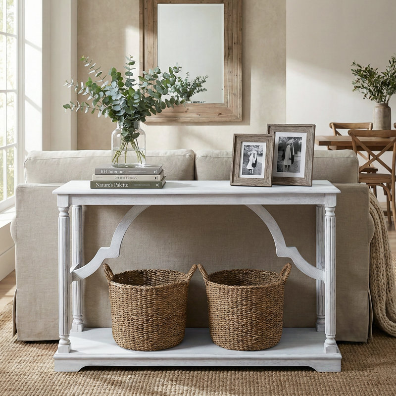 Allanton 45.9'' Solid Wood Console Table, Dark Gray Oak