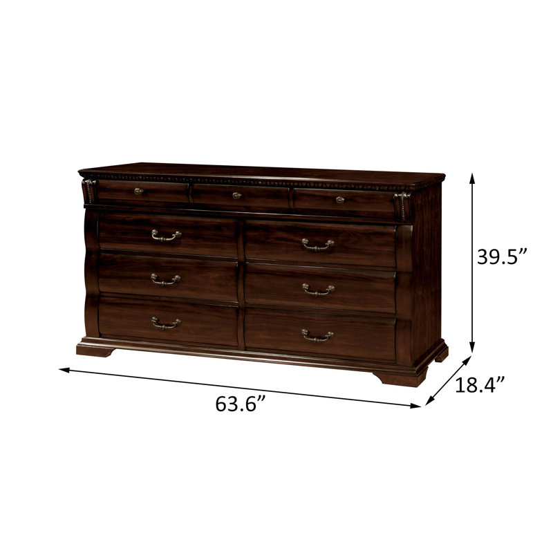 Commode 9 tiroirs l 63,6 po cerise