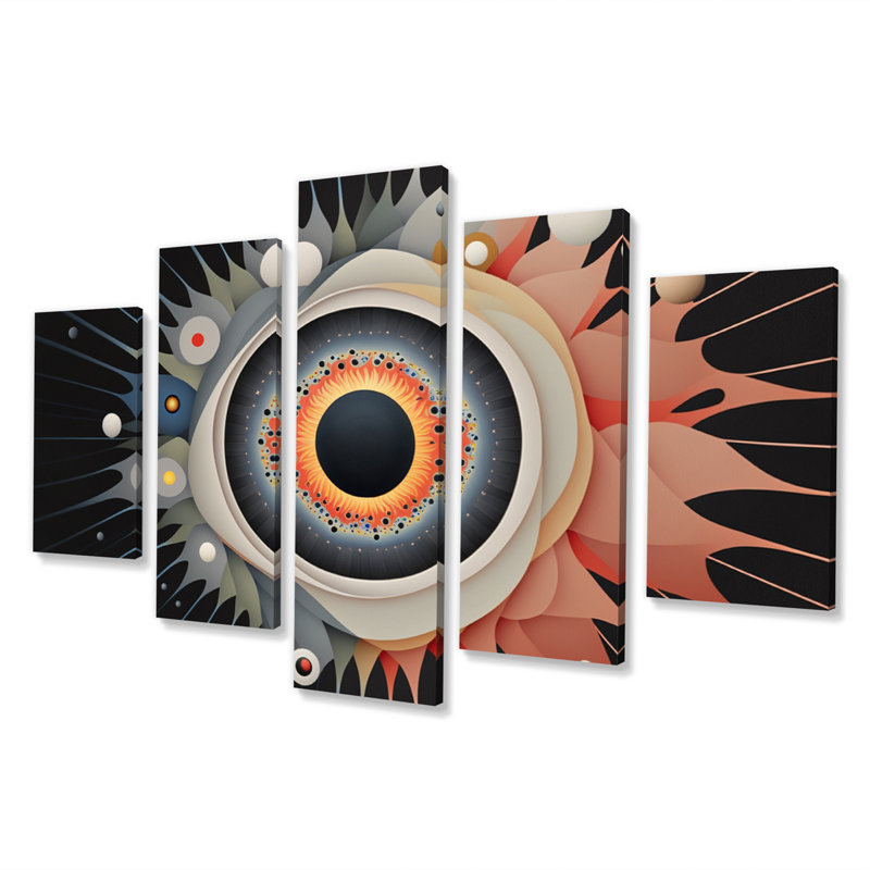  «Mystic Eye Spiritual Abstract Geometrics - Modern Geometric Wall Art Living Room - 5 Panels