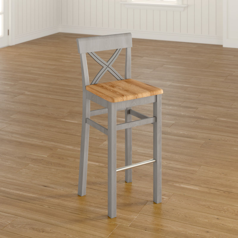Polebridge Solid Wood Counter Stool, Grey, Leach-coloured