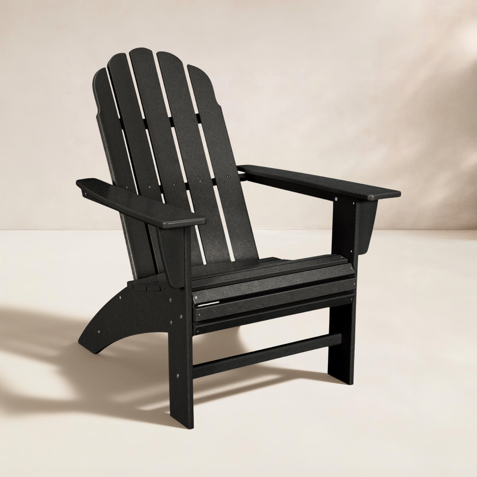 POLYWOOD Vineyard Curveback Resin Adirondack Chair, Black