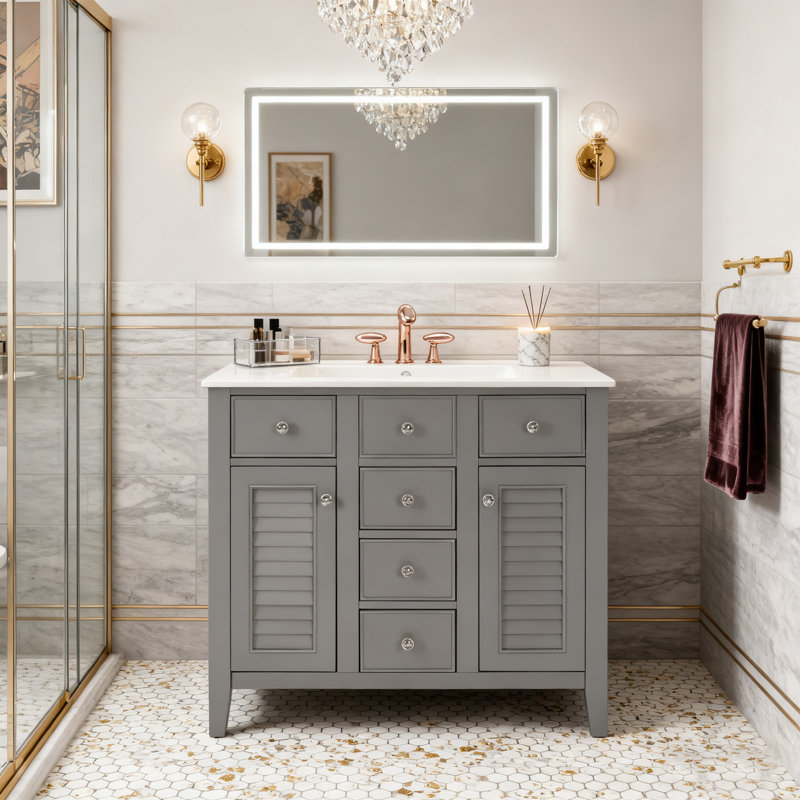 Meuble-lavabo gris 36 po