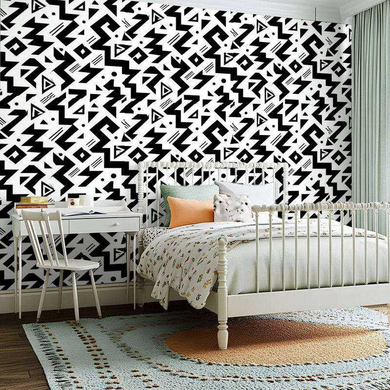 Papier peint peler et coller en PVC, revêtement mural auto-adhésif amovible avec nappes abstraites pied-de-poule, vêtements, chemises, literie, impression imperméable pour la décoration intérieure - rouleau