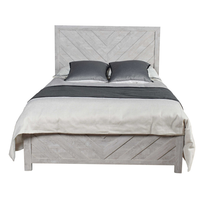 Grand lit de style moderne en bois, Naturel antique